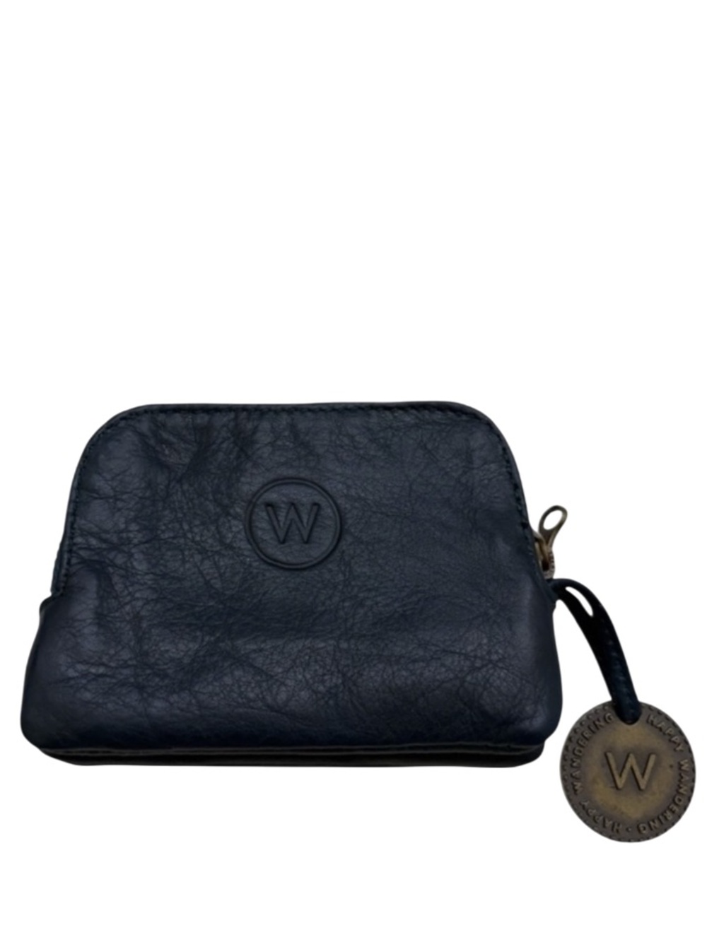 WANDERERS TRAVEL CO - BLUE SMOOTH LEATHER COMPACT CARD CASE ZIP WALLET